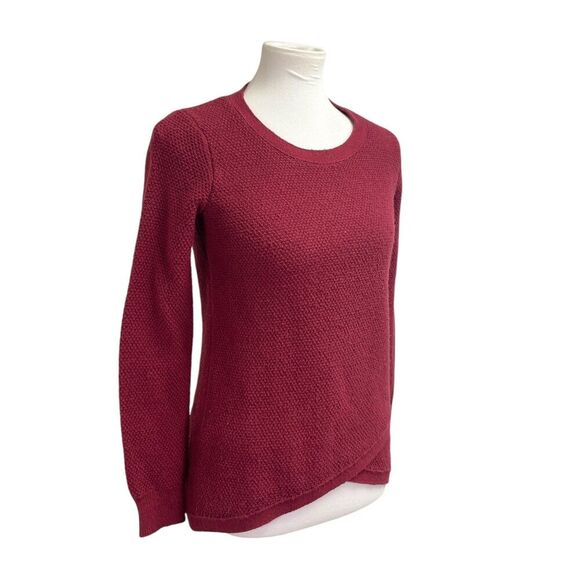Madewell Burgundy Crewneck sweater, XS. Thermal waffle knit Cross front red warm - Picture 9 of 12